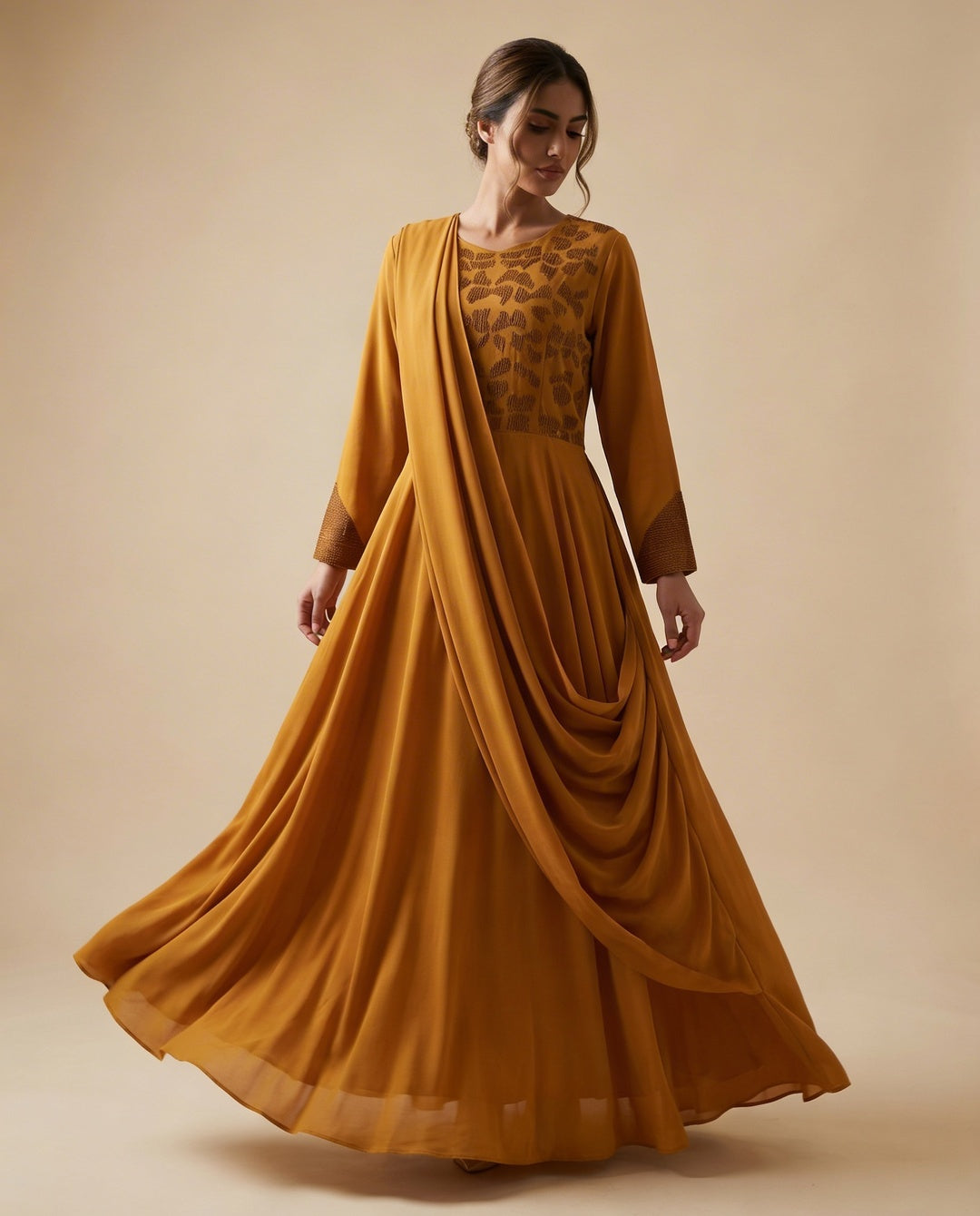 E2 10_MAGENTA_ES_Golden Drape Embellished Evening Kaftan