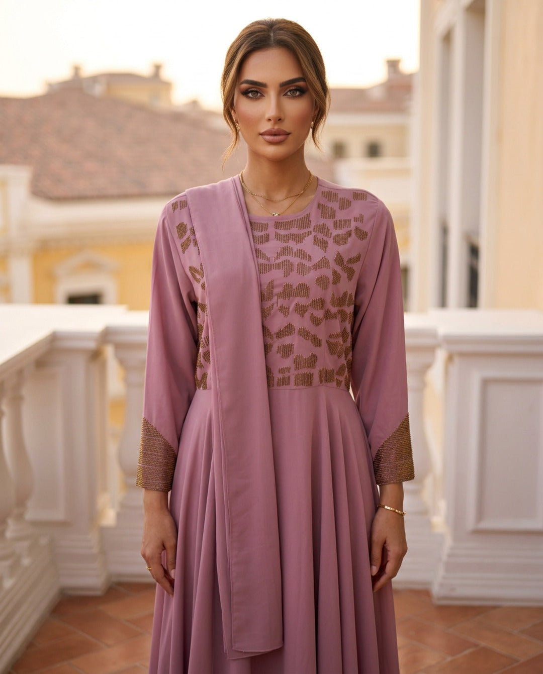 E2 10_PINK_ES Blush Rose Draped Evening Kaftan