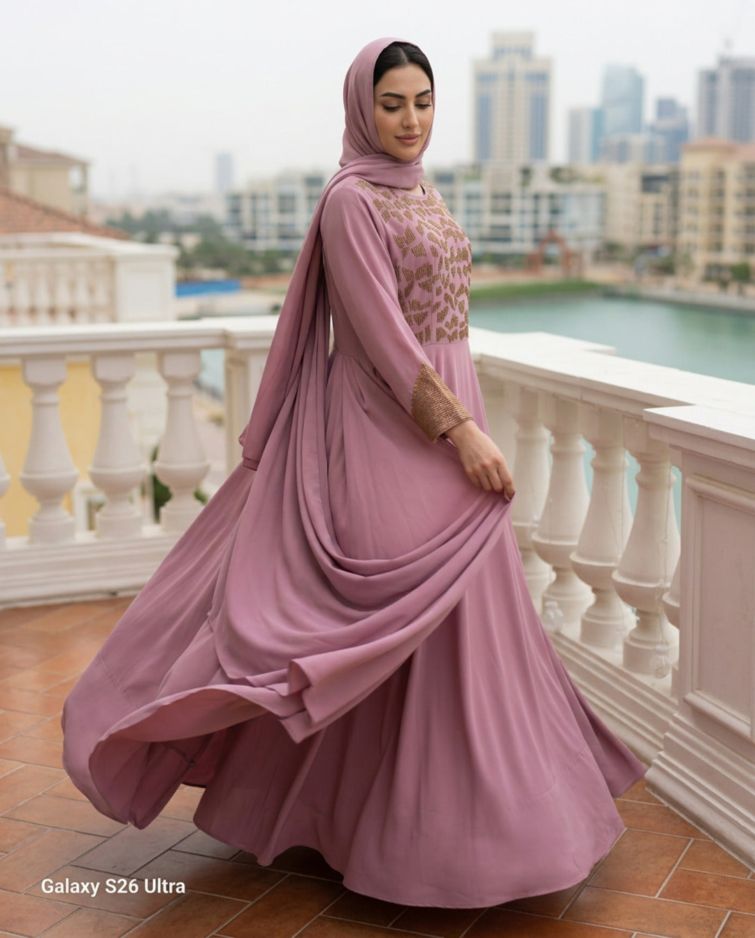 E2 10_PINK_ES Blush Rose Draped Evening Kaftan