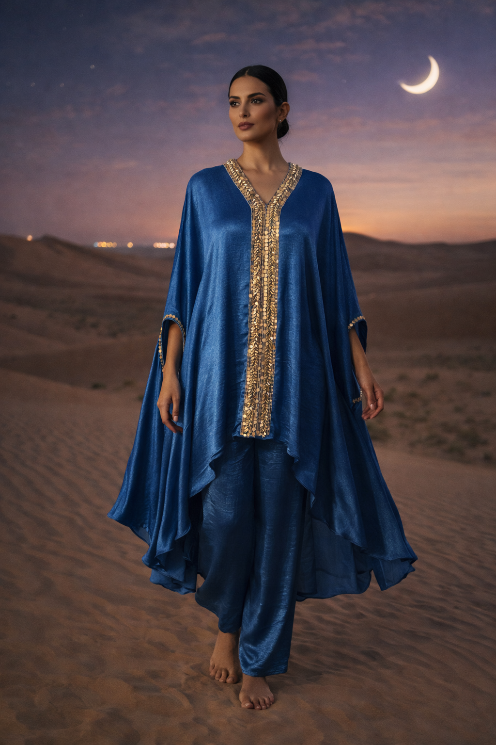 E4-12_BLUE_ES Royal Blue Embroidered Kaftan