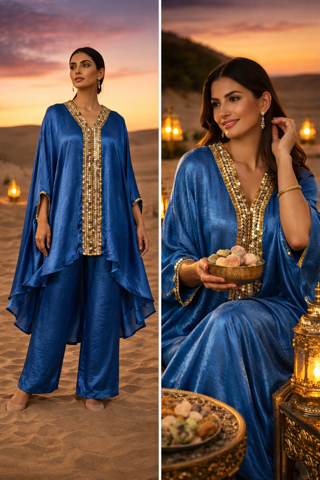 E4-12_BLUE_ES Royal Blue Embroidered Kaftan