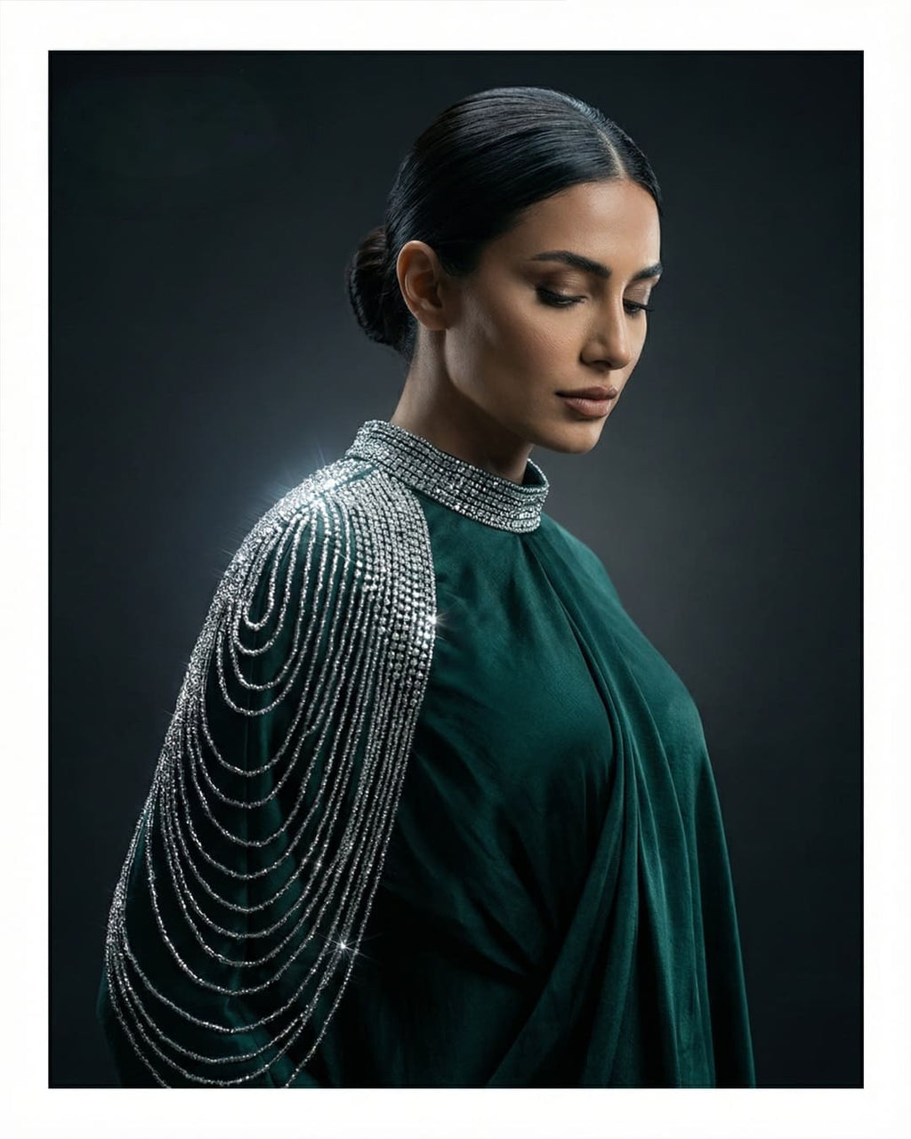 E4-14_GREEN_ES Deep Green Layered Kaftan