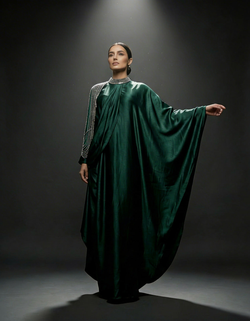 E4-14_GREEN_ES Deep Green Layered Kaftan