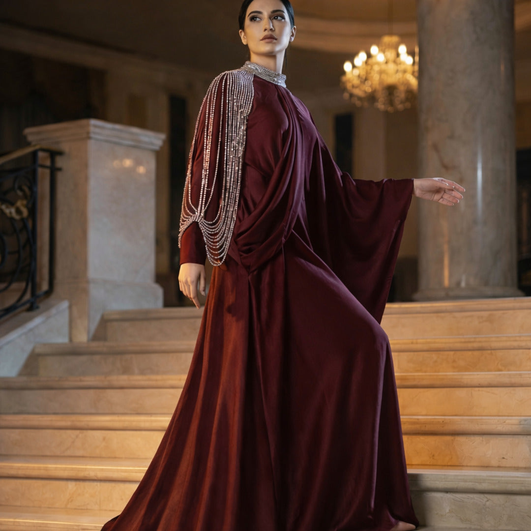 E4-14_RED_ES Crimson Layered Kaftan