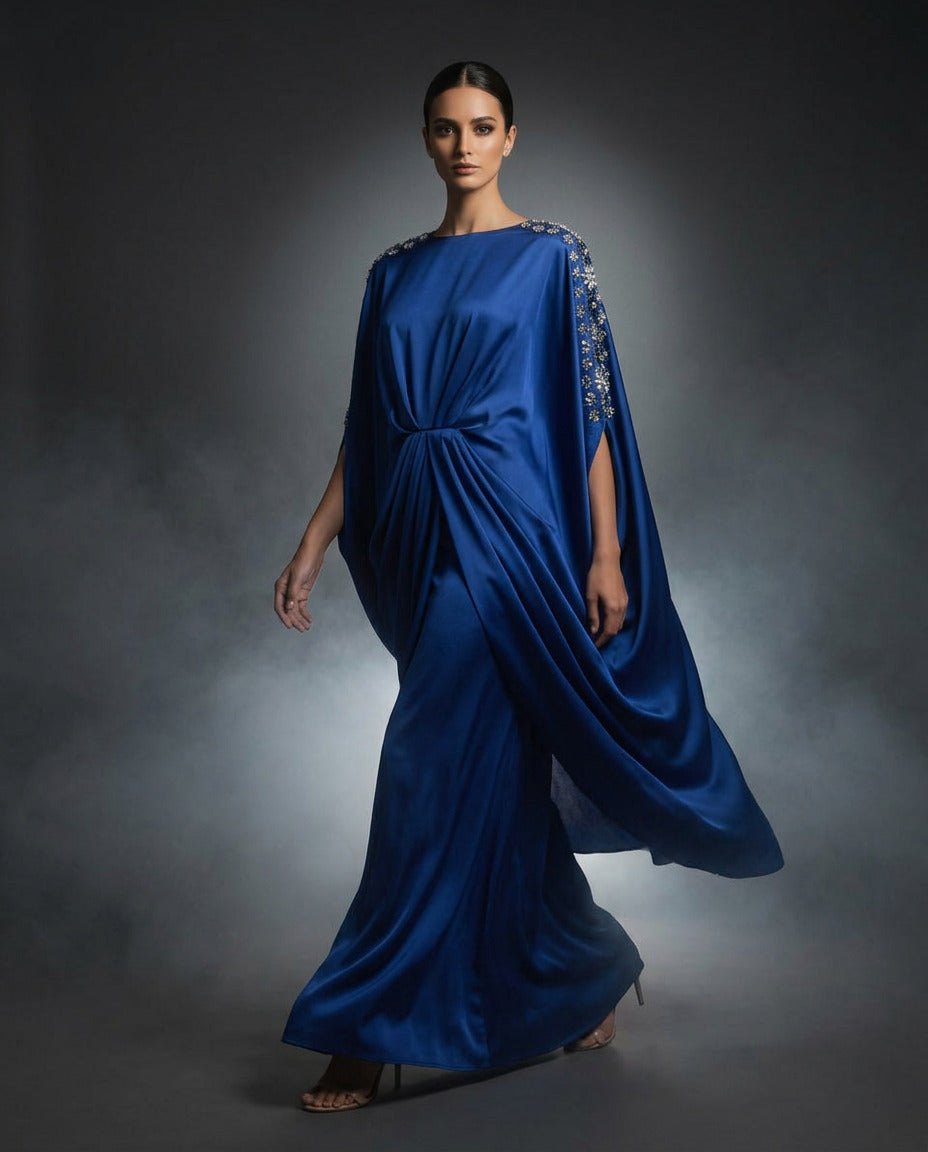 E4-15_BLACK_ES Black Embellished Kaftan