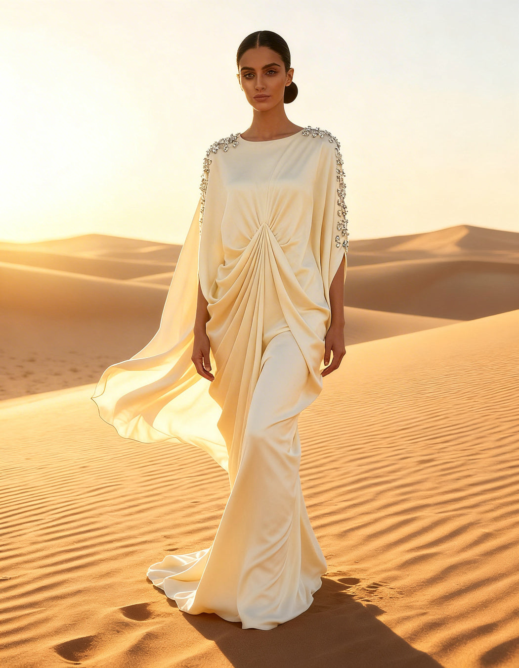 E4-15_CREAM_ES Ivory Cream Flowing Kaftan