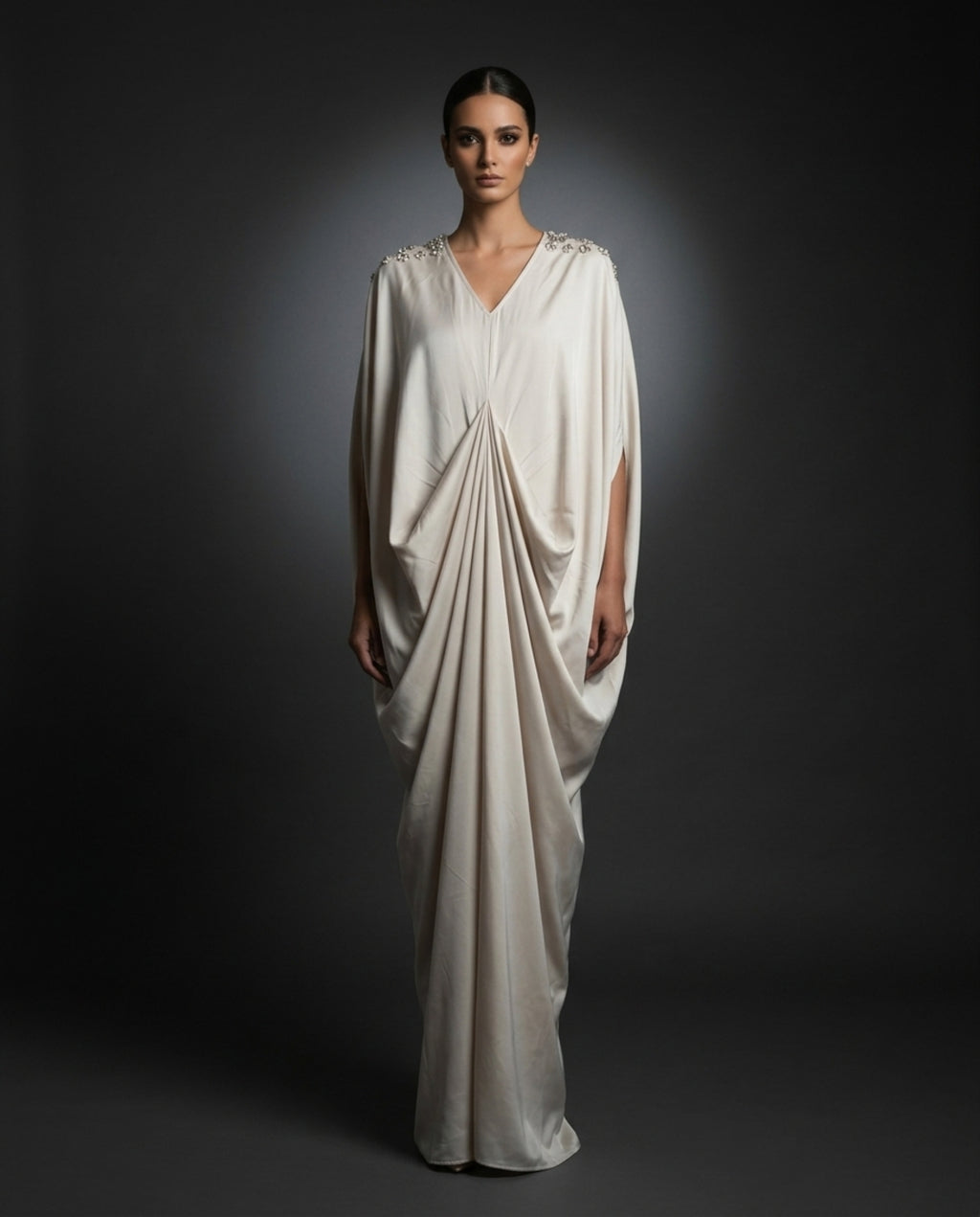 E4-15_CREAM_ES Ivory Cream Flowing Kaftan