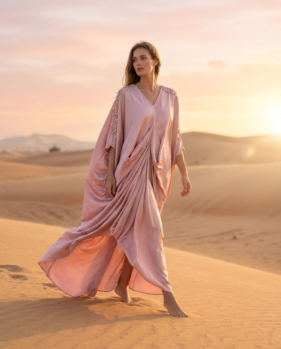 E4-15_PINK_ES Blush Pink Flowing Kaftan