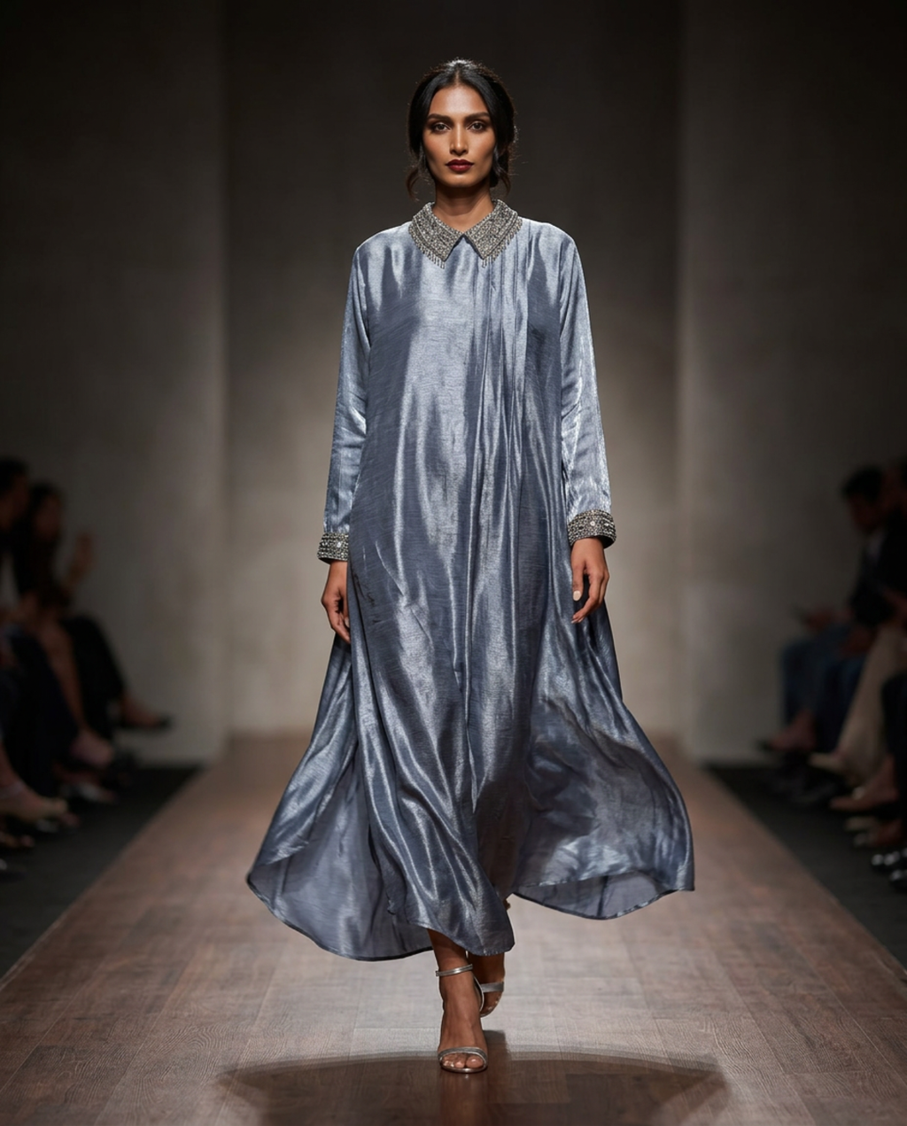 E4-16_GREY_ES Soft Grey Draped Kaftan