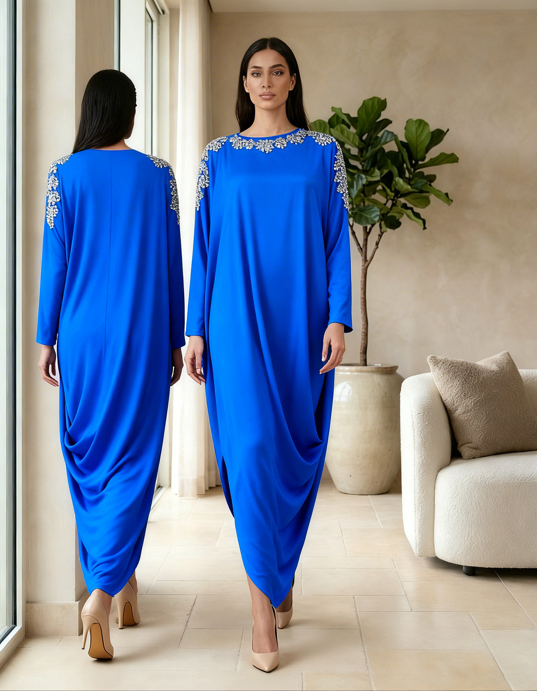 E4-17_BLUE_ES Sand Beige Elegant Kaftan