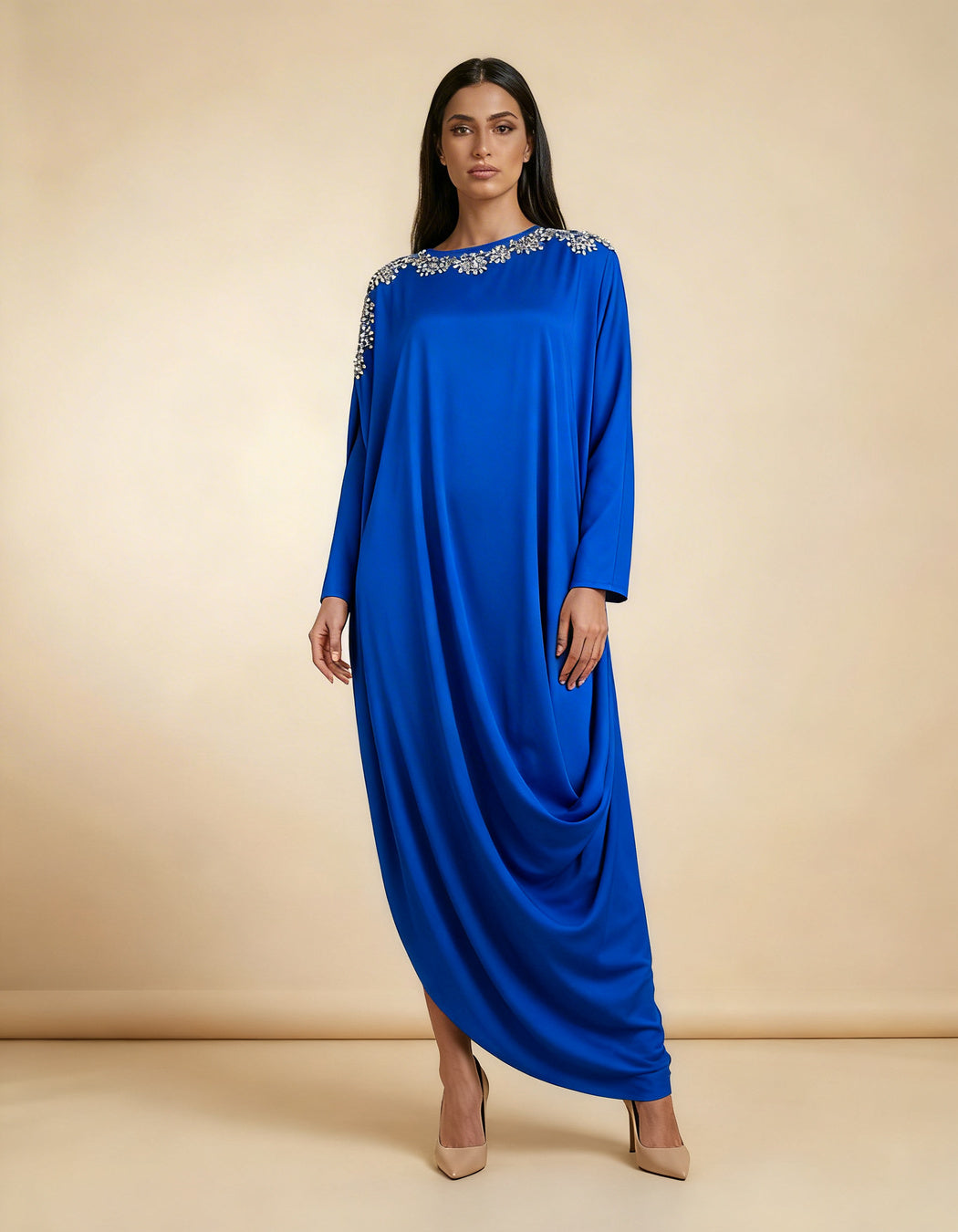 E4-17_BLUE_ES Sand Beige Elegant Kaftan