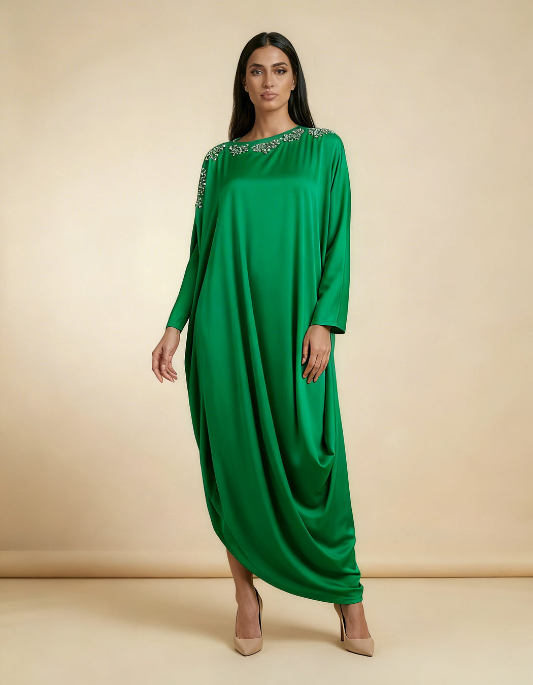 E4-17_GREEN_ES Emerald Green Flow Kaftan