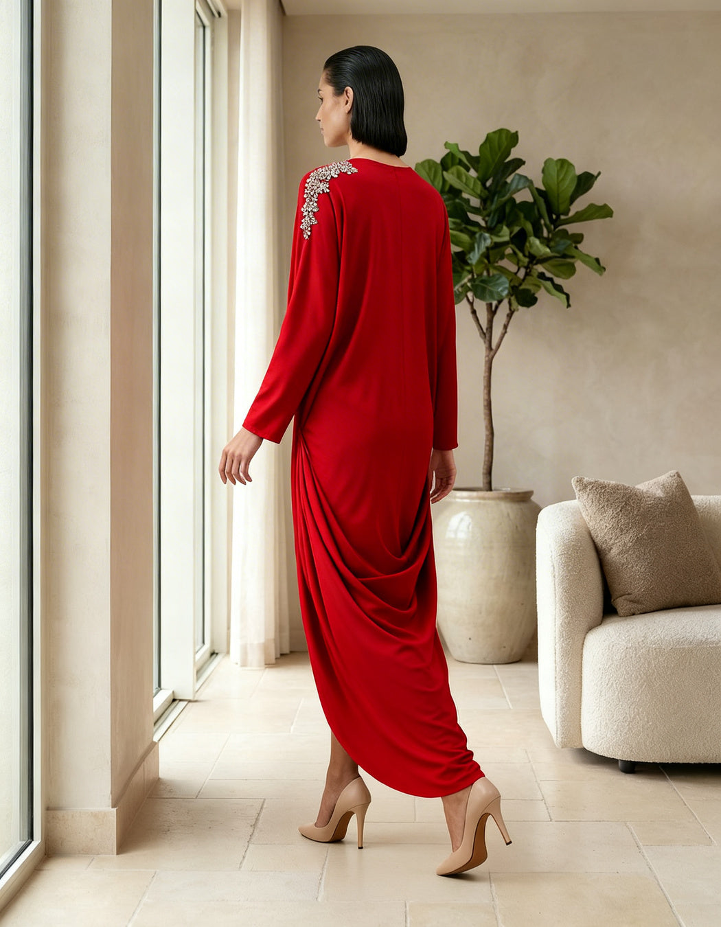 E4-17_RED_ES Scarlet Red Contemporary Kaftan