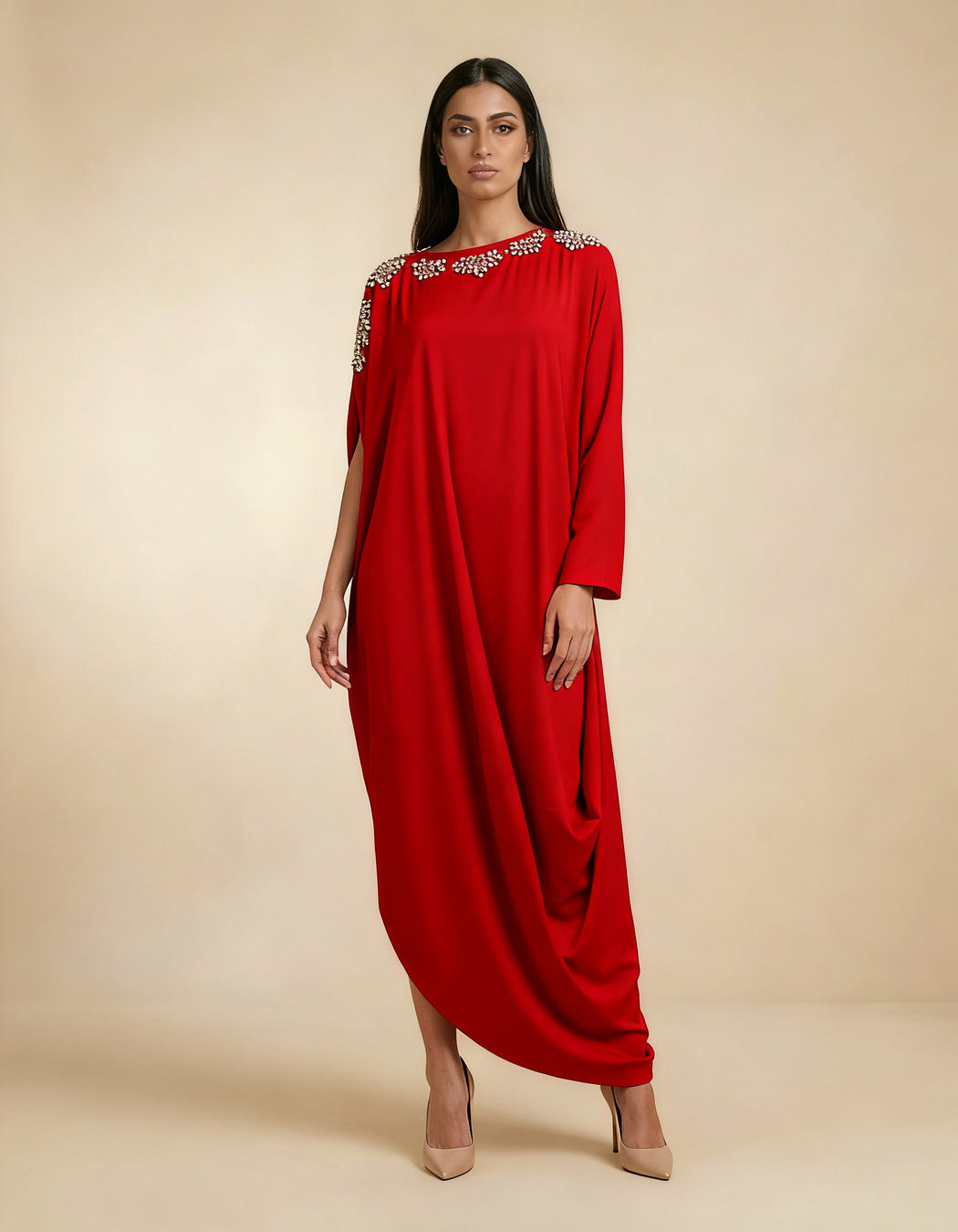 E4-17_RED_ES Scarlet Red Contemporary Kaftan