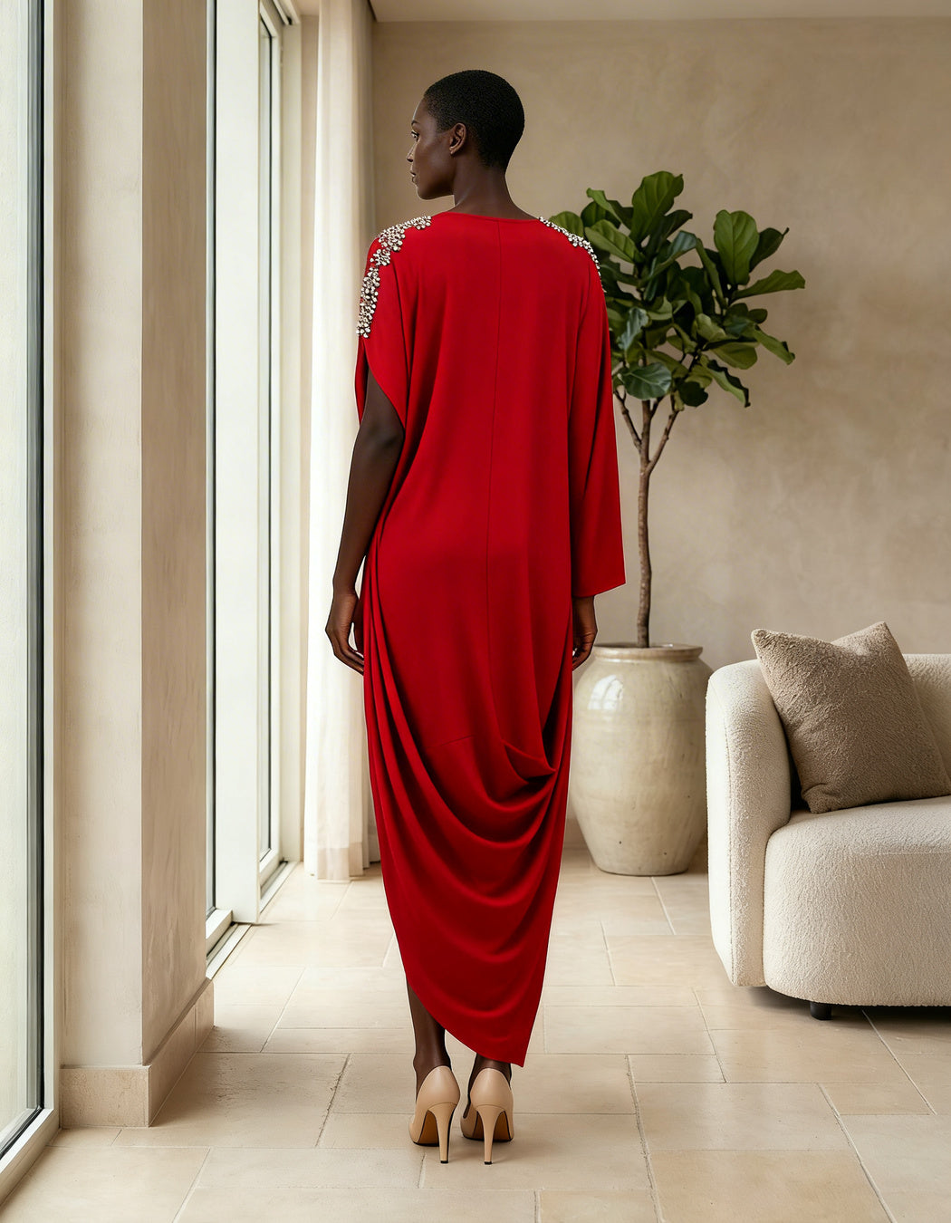 E4-17_RED_ES Scarlet Red Contemporary Kaftan
