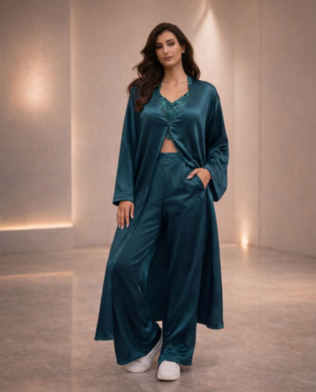 E4-18_TEAL_ES Deep Teal Flowing Kaftan