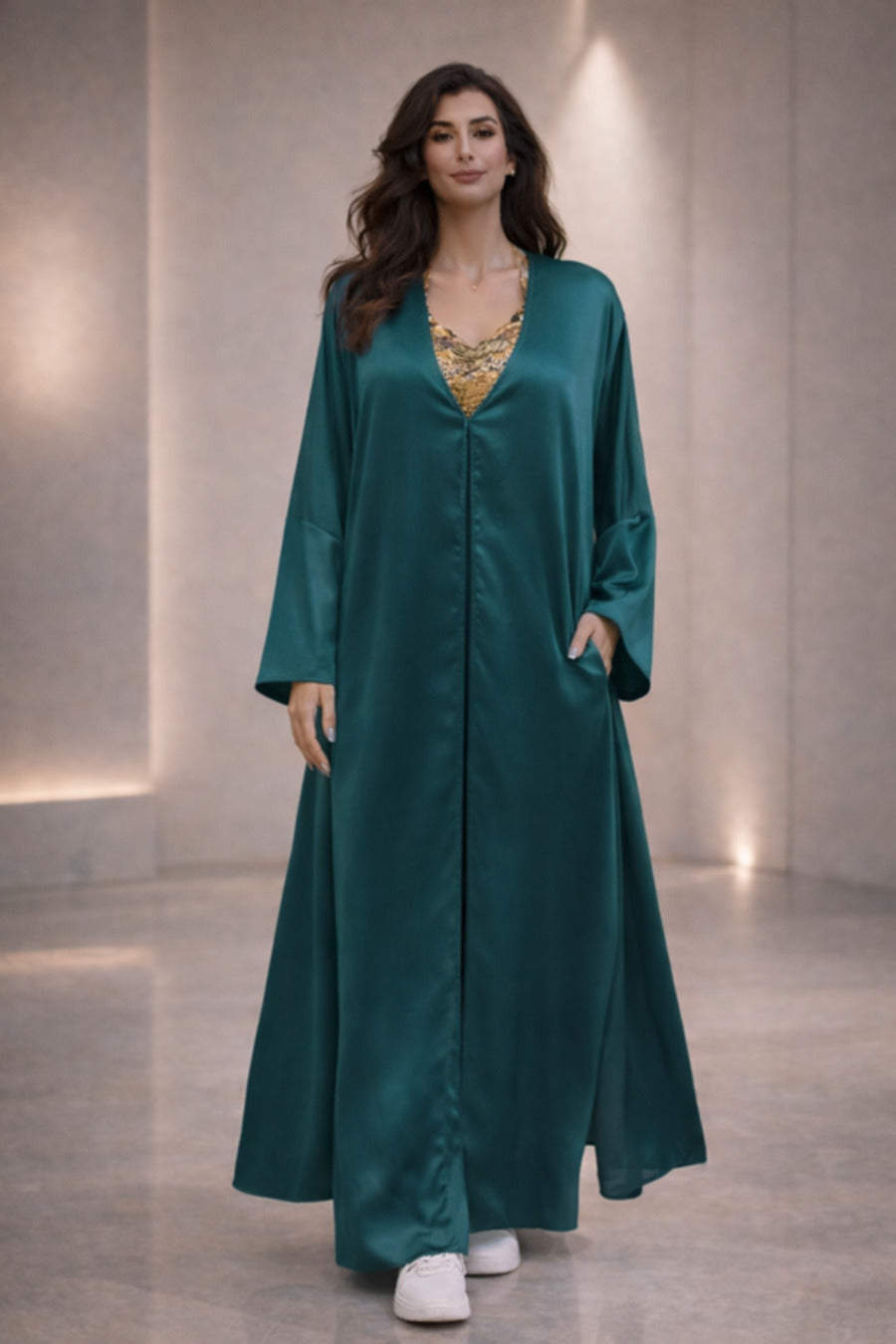 E4-18_TEAL_ES Deep Teal Flowing Kaftan