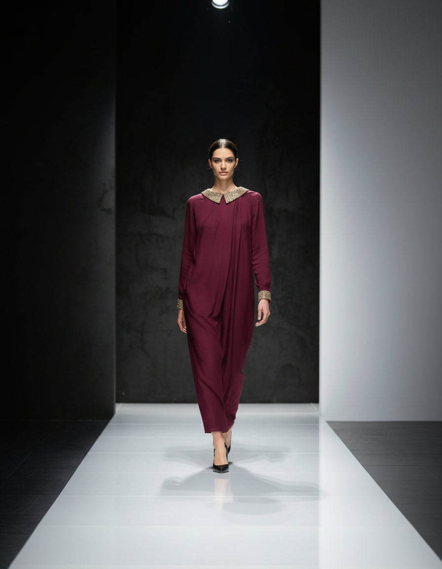 E4-3_BROWN_ES Espresso Brown Tailored Kaftan