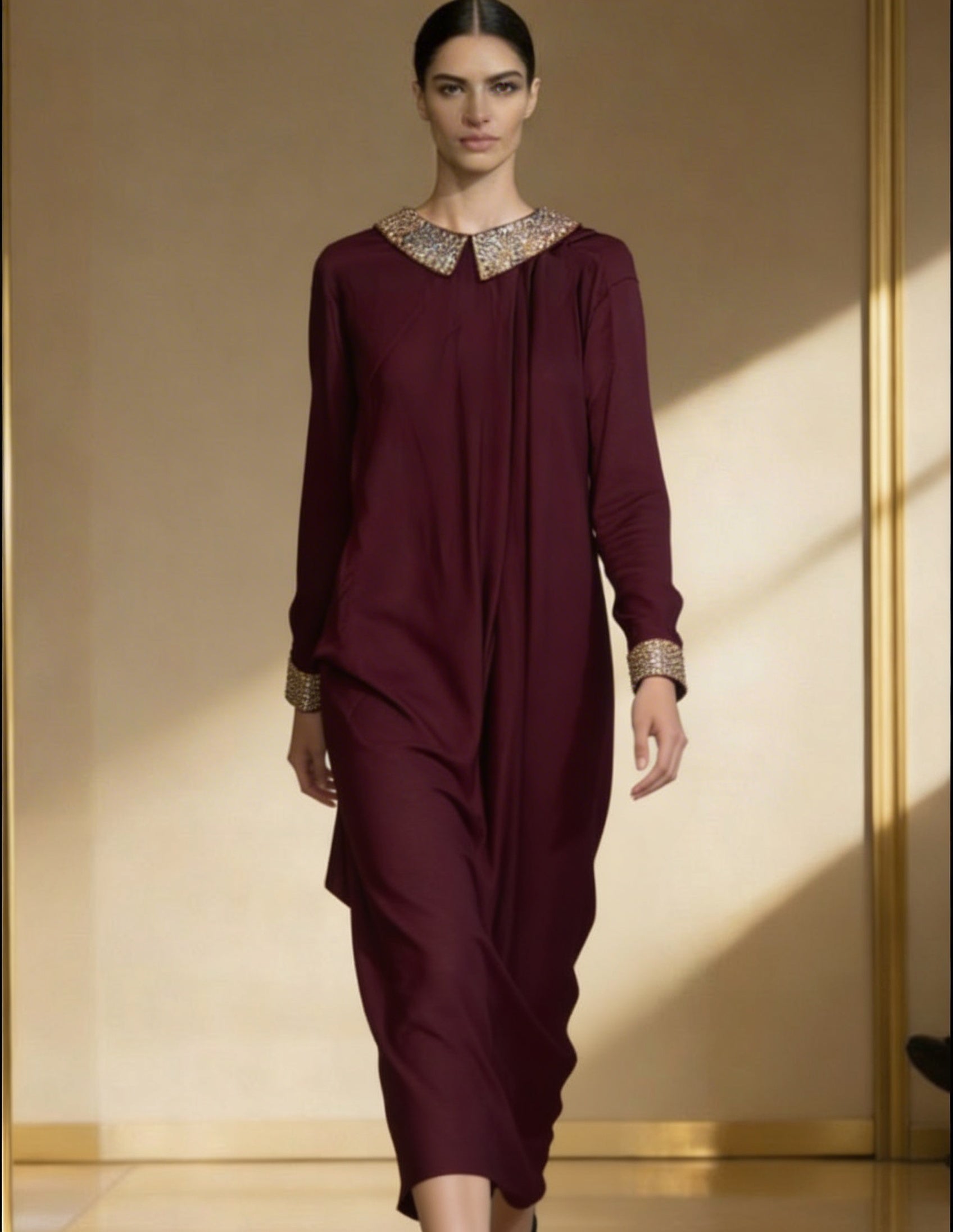 E4-3_BROWN_ES Espresso Brown Tailored Kaftan