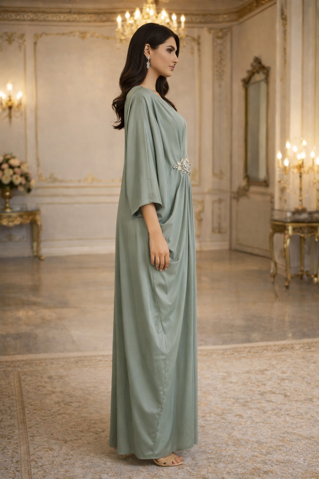 E4-1_TEIL_EA Teal Minimal Luxe Kaftan