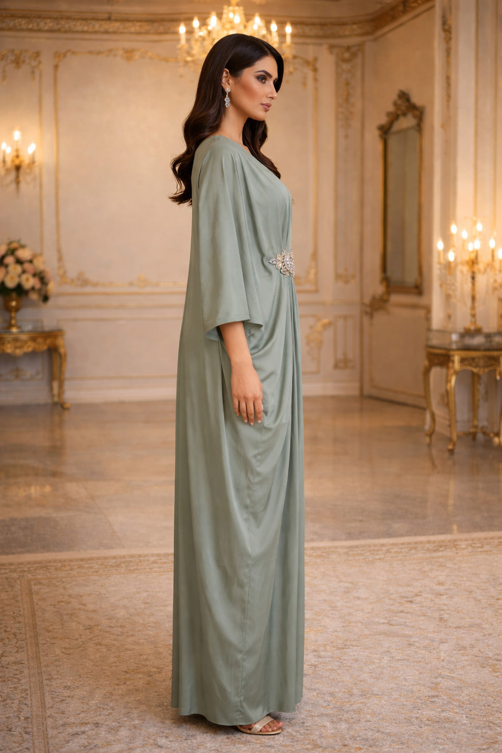 E4-1_TEIL_EA Teal Minimal Luxe Kaftan