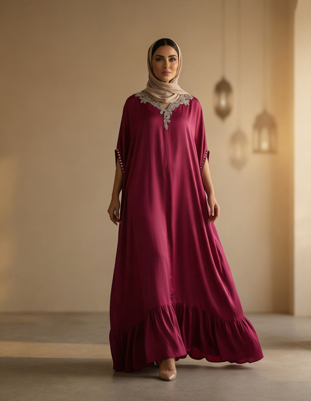 E4-20_RED_ES Crimson Red Statement Kaftan