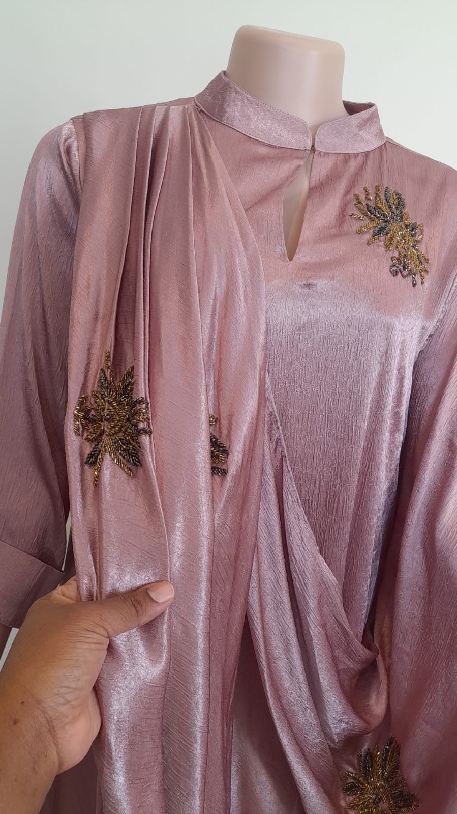 E4-2_PINK_ES Rose Pink Draped Luxe Kaftan