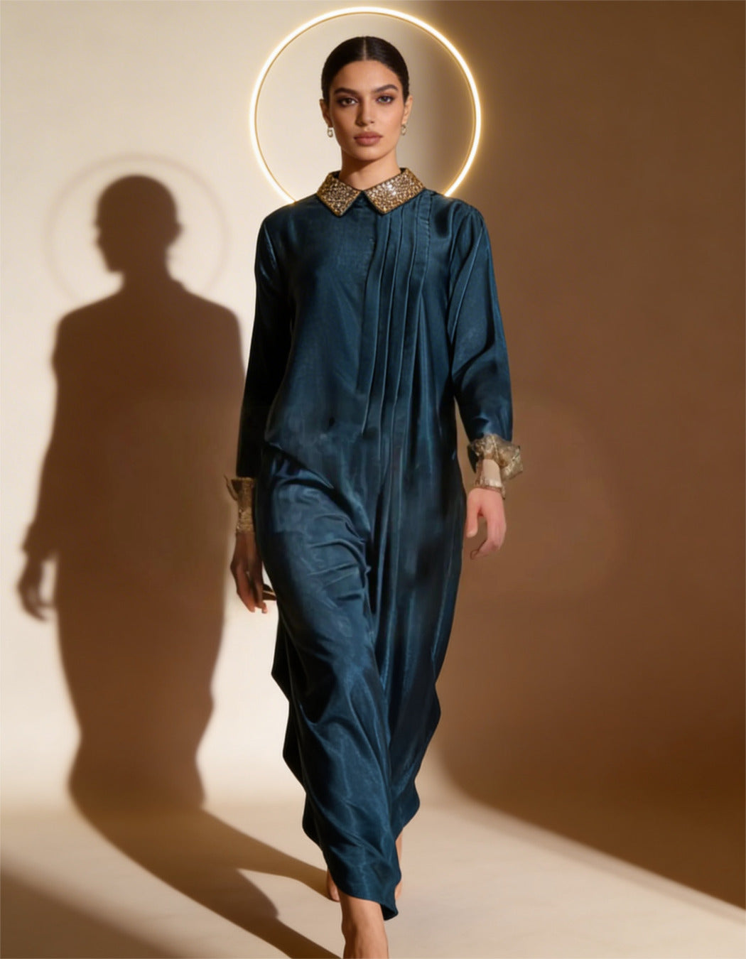 E4-3_GREEN_ES Forest Green Tailored Kaftan