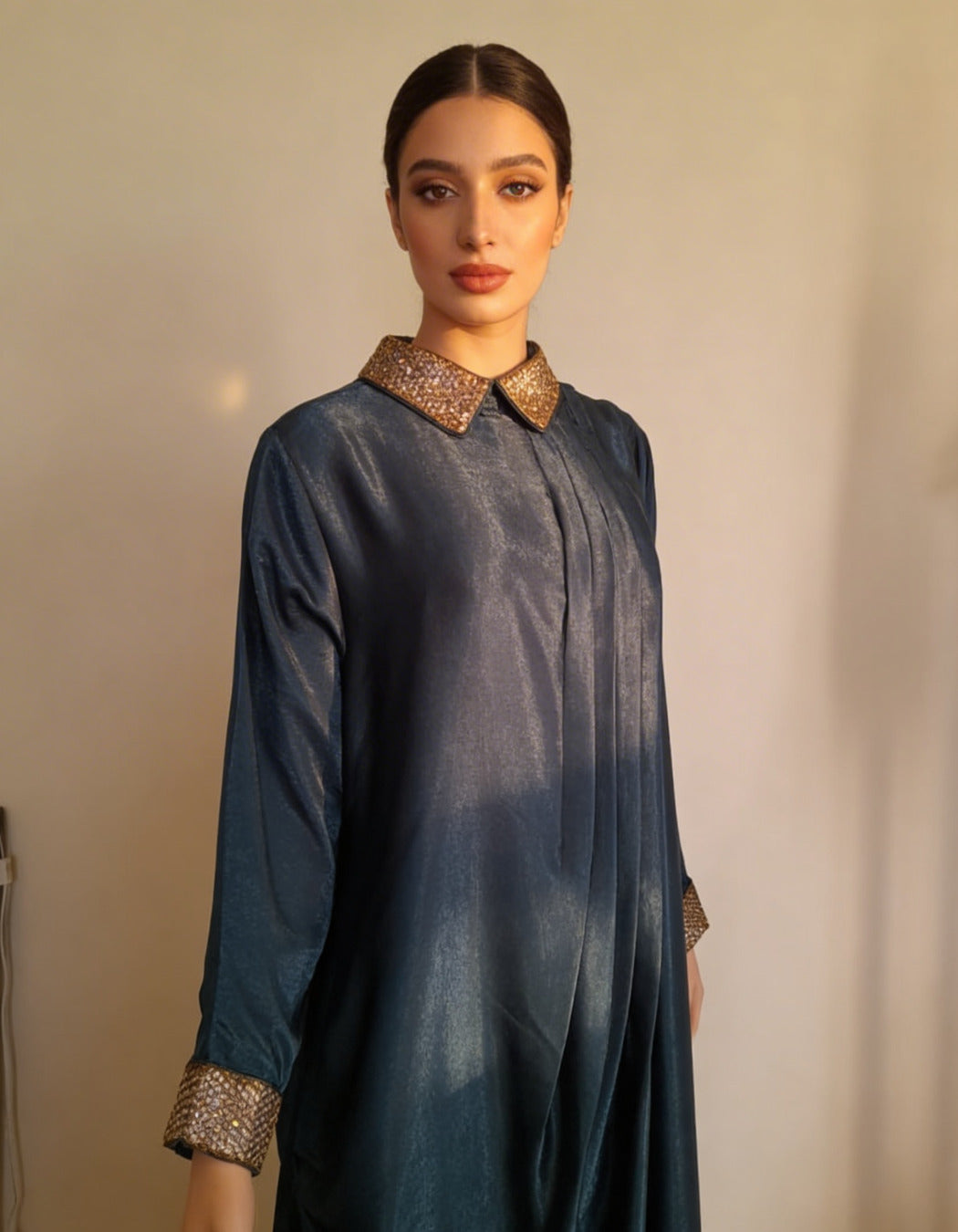 E4-3_GREEN_ES Forest Green Tailored Kaftan