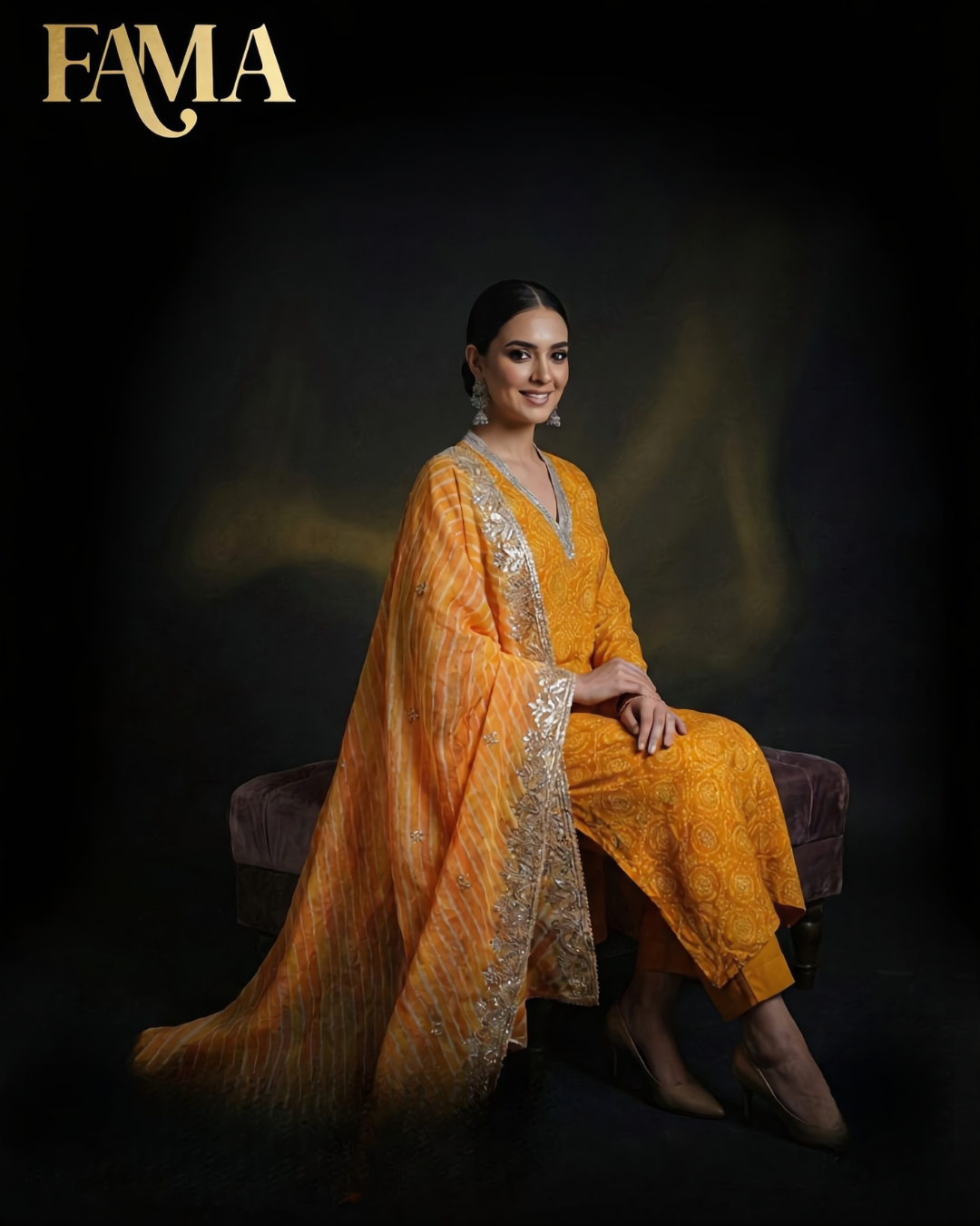 FS Saffron Glow Embroidered Kaftan Set FS-2/Y/5