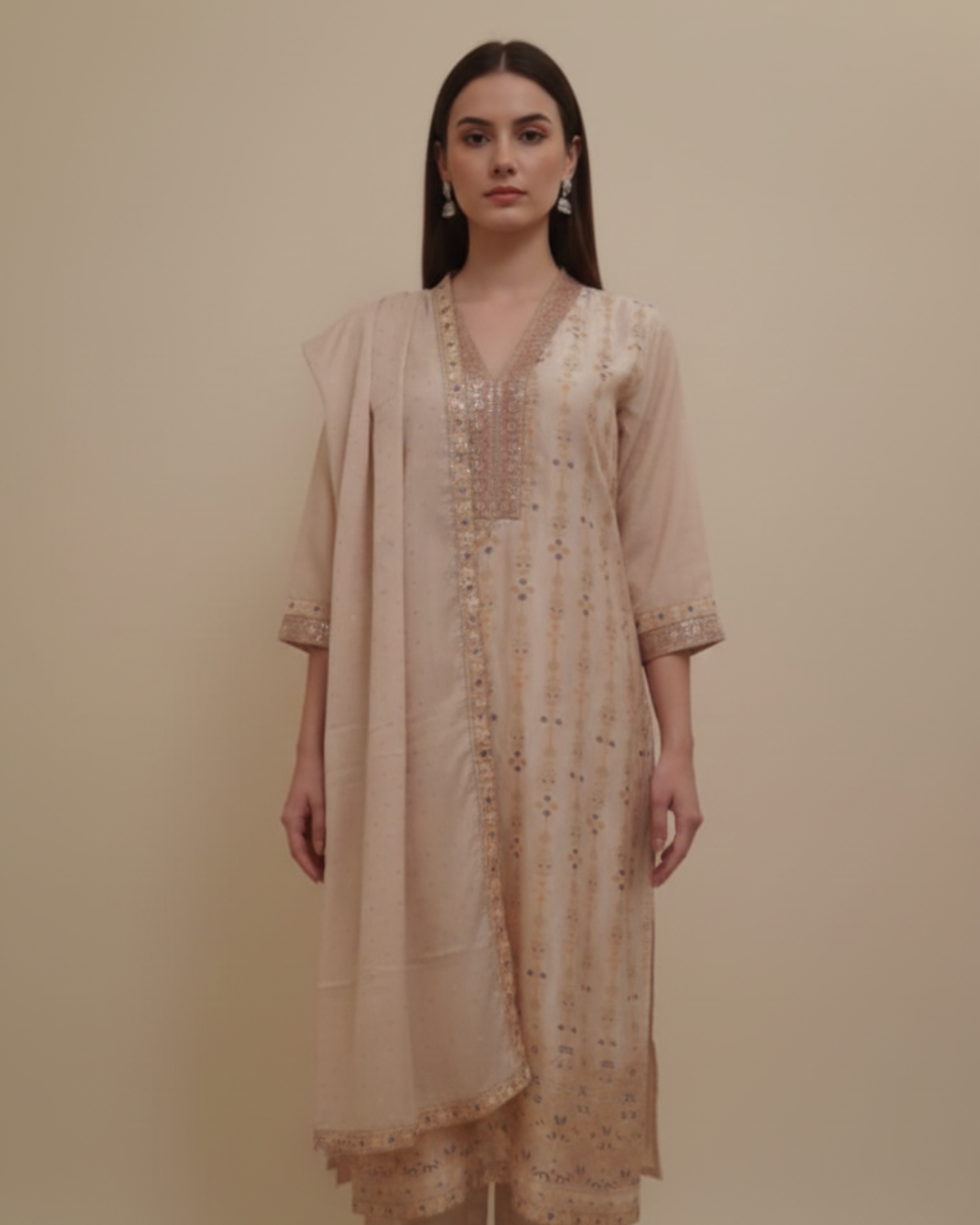 FS 3C Ivory Whisper Embroidered Kaftan FS-3/C/5