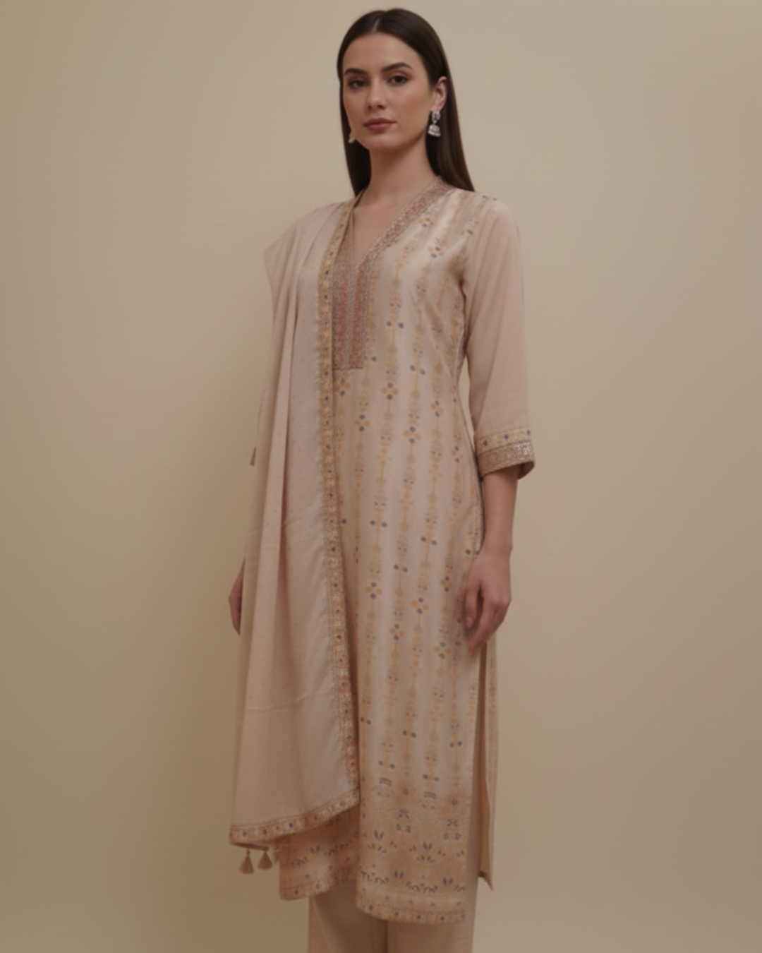 FS 3C Ivory Whisper Embroidered Kaftan FS-3/C/5