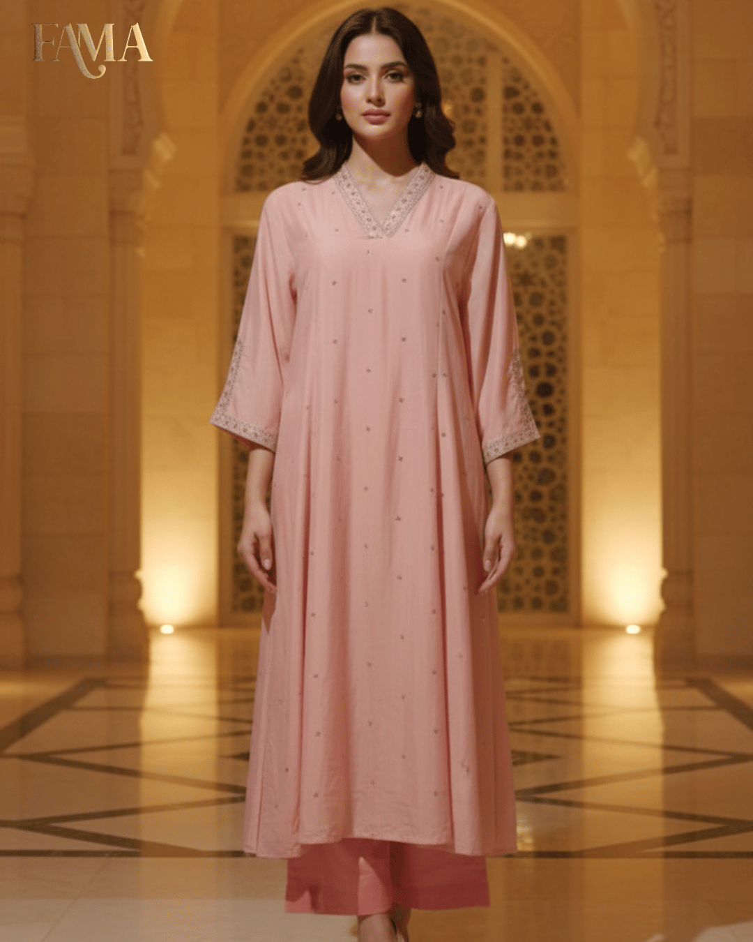 FS Blush Serenity Embroidered Kurta Set FS-4/P/5