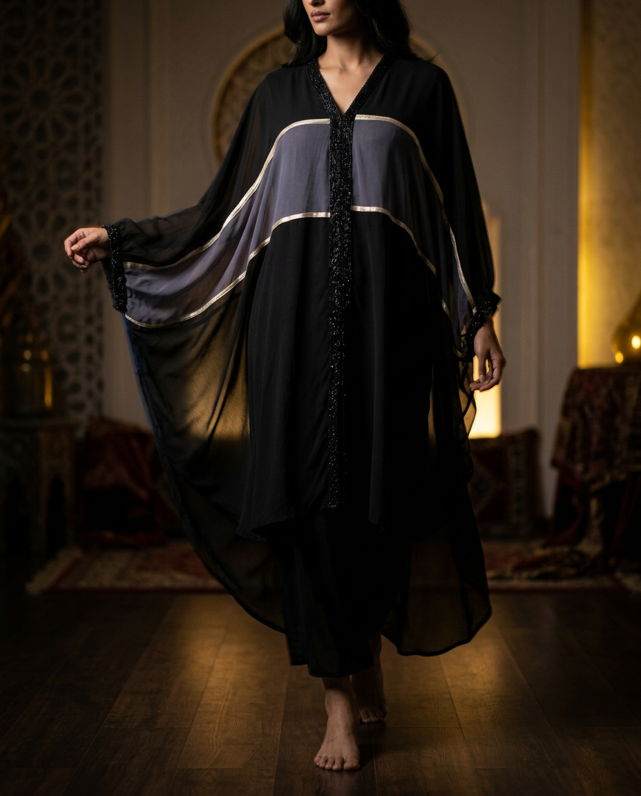 PA-4_BLACK_ES Midnight Black Regal Drape Set