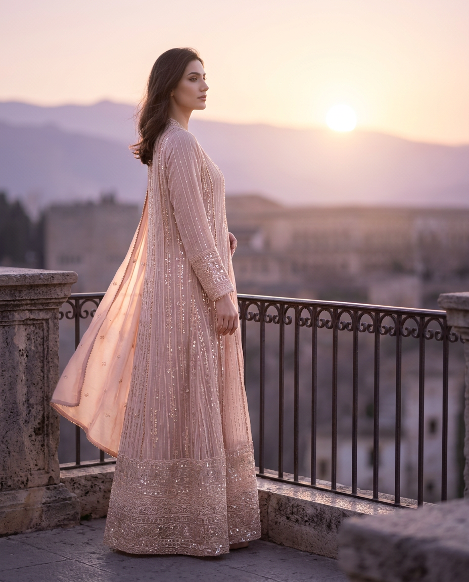 POK-1_PINK_I Blush Pink Flow Kaftan