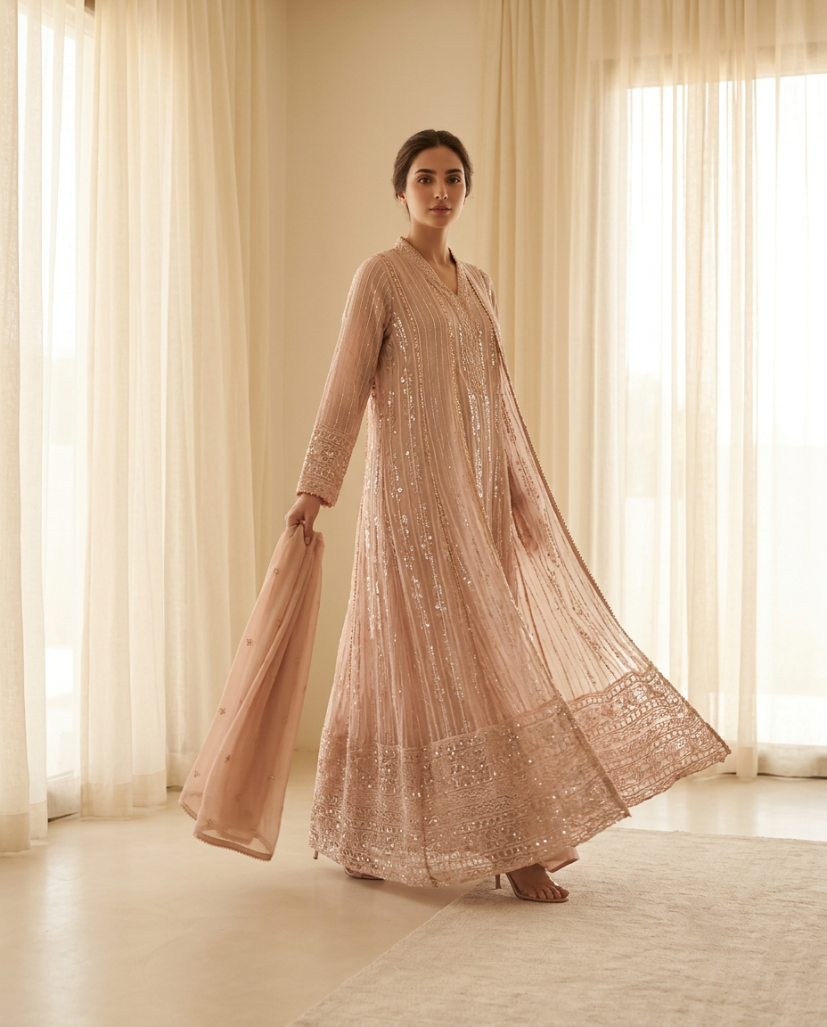 POK-1_PINK_I Blush Pink Flow Kaftan