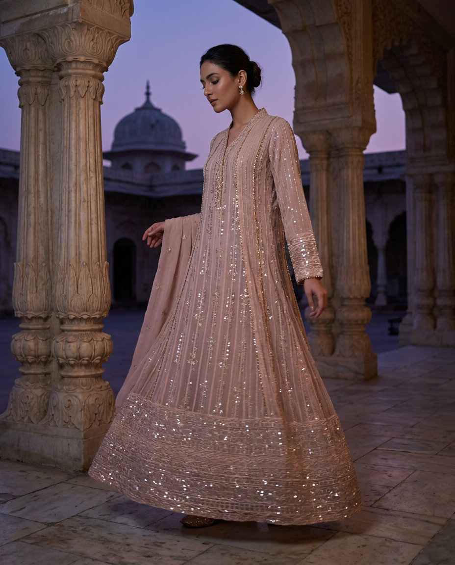 POK-1_PINK_I Blush Pink Flow Kaftan
