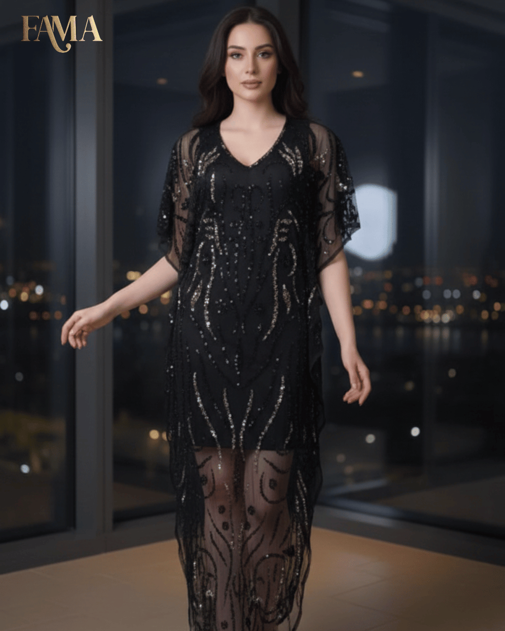 PP Midnight Enigma Sequin Kaftan PP-1/B/10