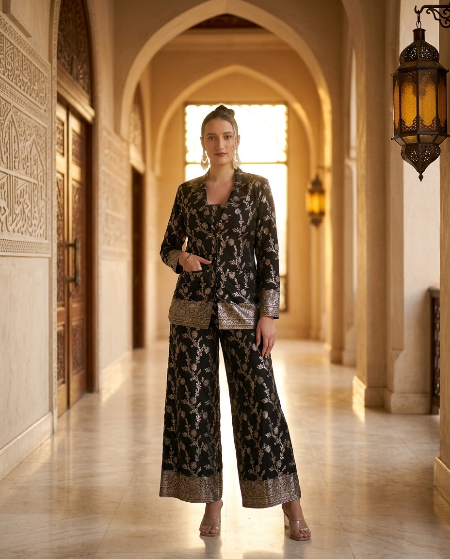 QB-3_BLACK_ES Classic Black Everyday Luxe Kaftan