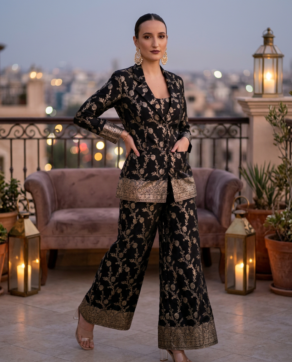 QB-3_BLACK_ES Classic Black Everyday Luxe Kaftan