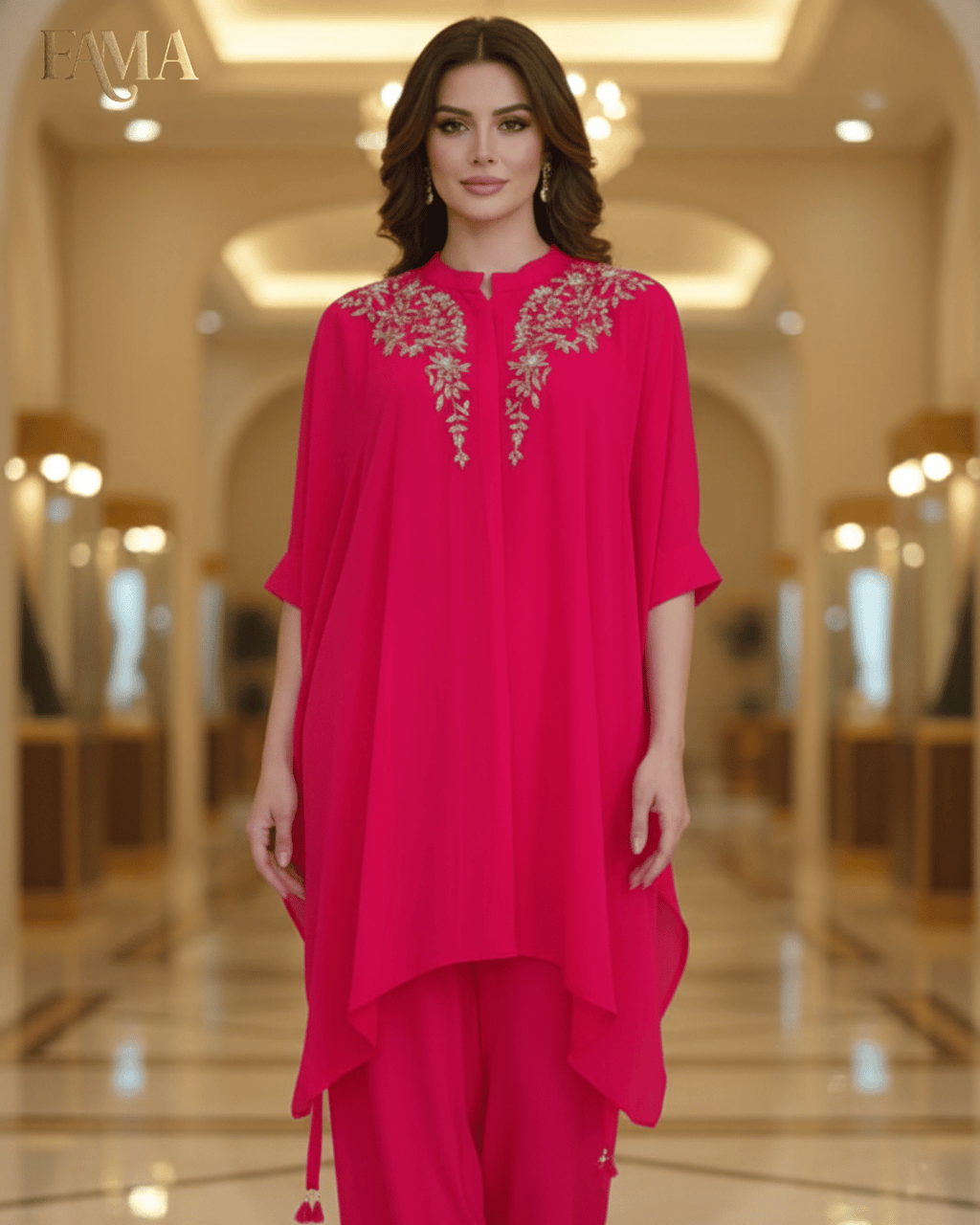 S2 Crimson Bloom Embroidered Kaftan Set S2-6/R/7