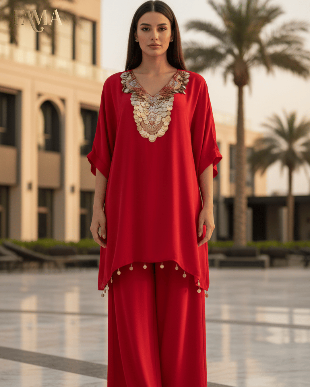 S2 Scarlet Coin Embellished Kaftan Set S2-9/R/5
