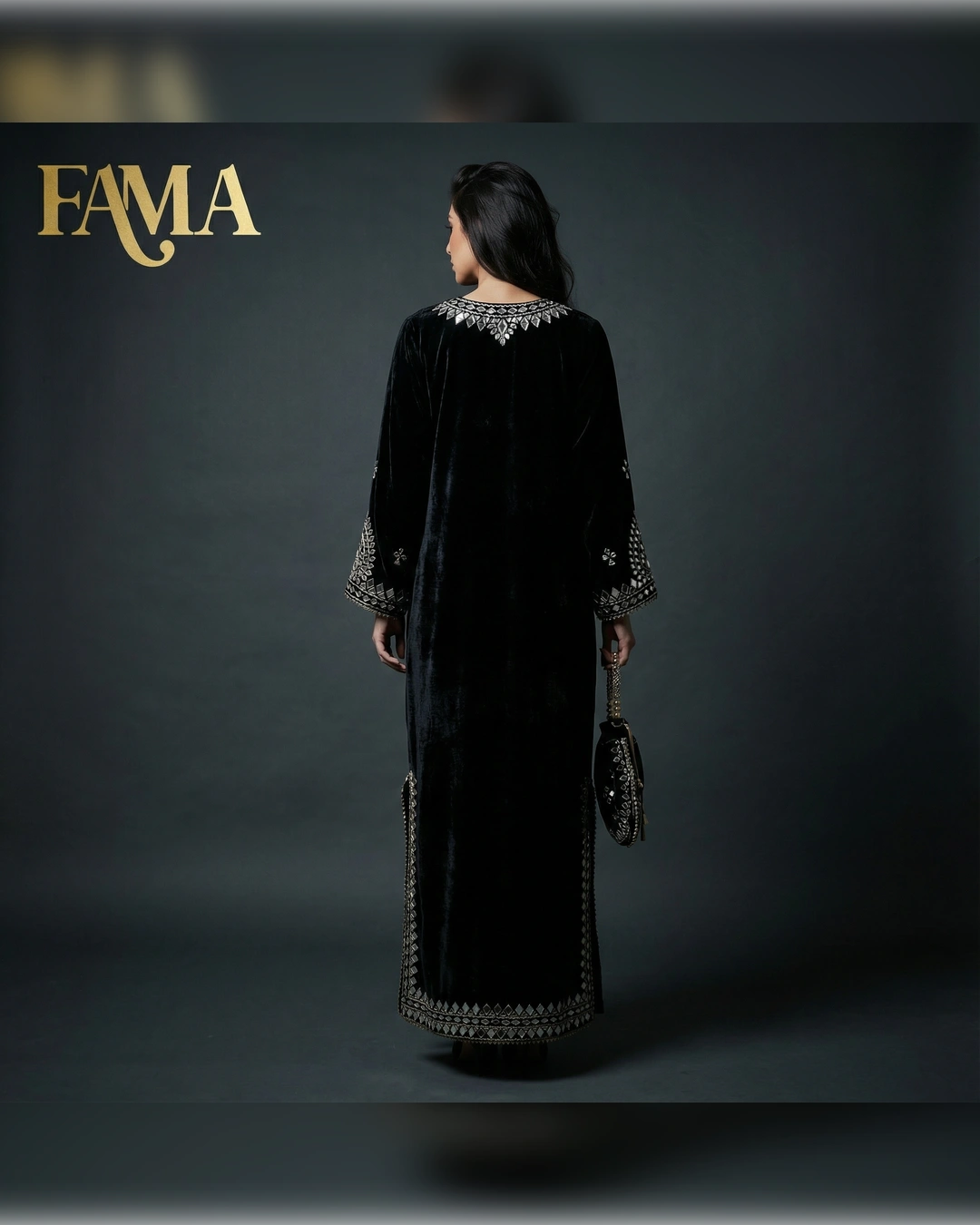 Midnight Velvet Mirror-Embroidered Kaftan Dress AA2 6