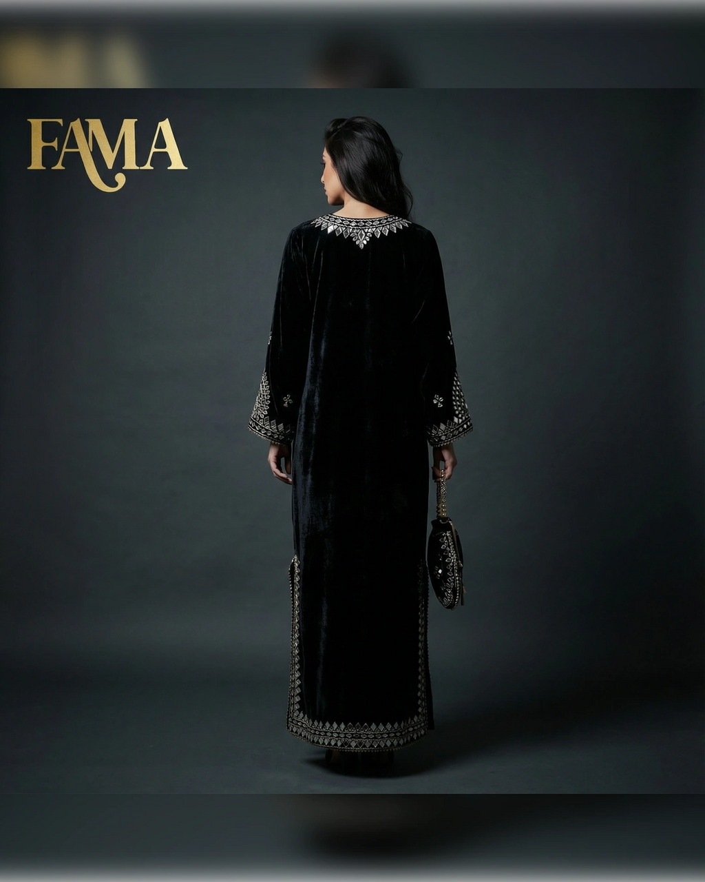 Midnight Velvet Mirror-Embroidered Kaftan Dress AA2 6