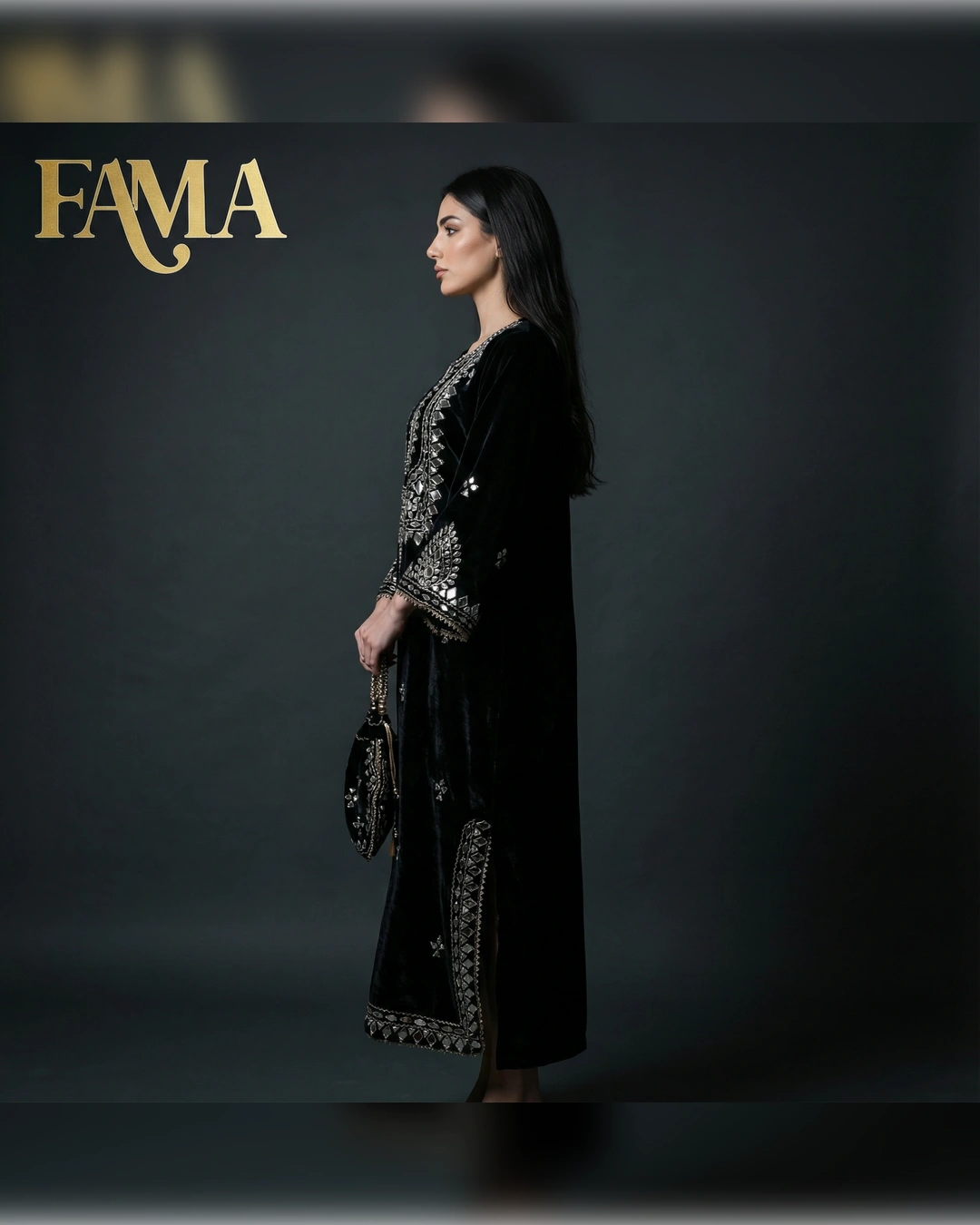 Midnight Velvet Mirror-Embroidered Kaftan Dress AA2 6